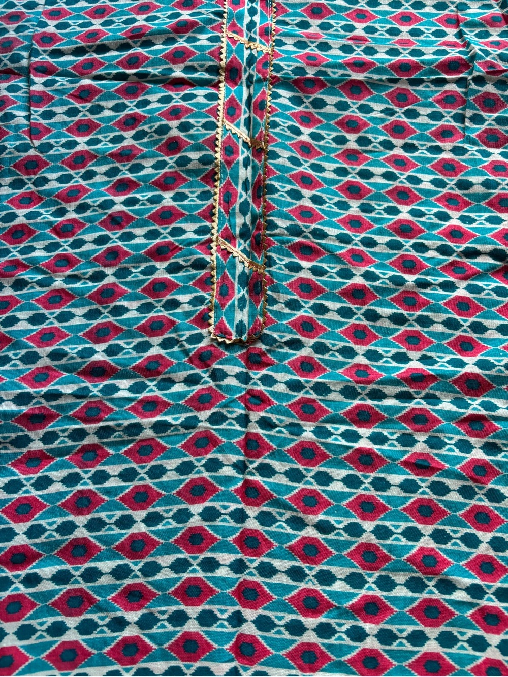 New Teal & Pink Printed Indian Kurti 3XL – Casual Ethnic Top - Picture 2 of 2